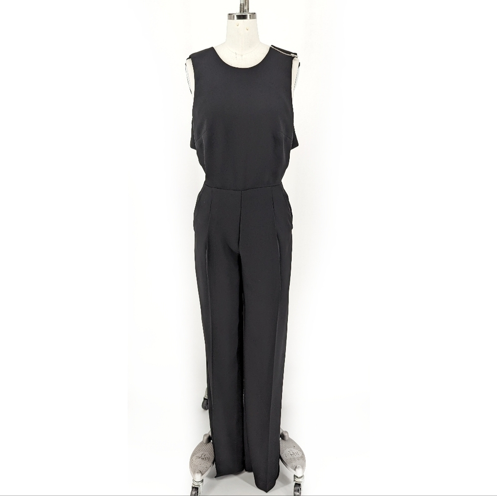 Banana Republic Open Back Jumpsuit Black 2 Wide Leg Party Cocktail Evening Sexy